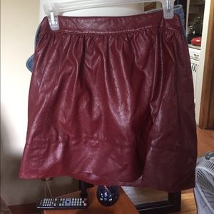 Maroon leather skater skirt
